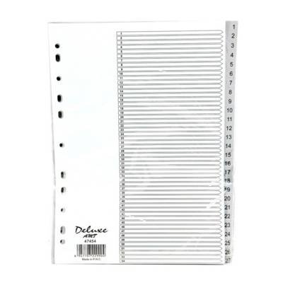 Deluxe Plastic Divider, A4, 1-54 Grey With Number, 47454, 10Sets