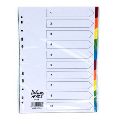 Deluxe Paper Divider, A4, 1-10 Color 44410, 10Sets