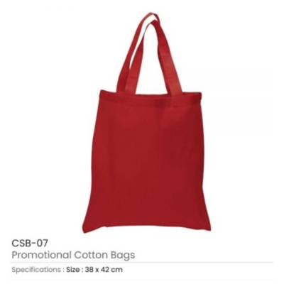 Red Colour Cotton Shopping Bags