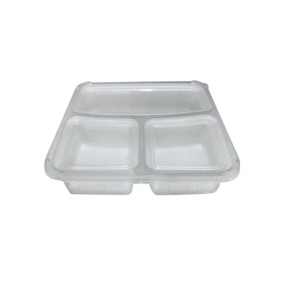 Microwave Container 3 Compartment With Lid -150 Pieces