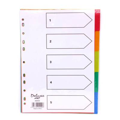 Deluxe Plastic Divider, A4 , 1-5 Color 49405, 10Sets