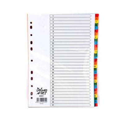 Deluxe Paper Divider, A4, 1-31 Color With Number 43431, 10Sets