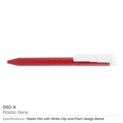 Prism Design Plastic Pens - Red