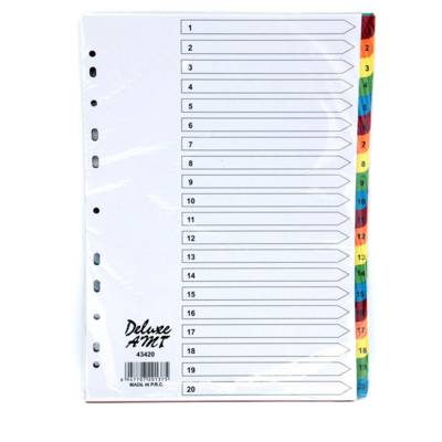 Deluxe Paper Divider, A4, 1-20 Color With Number 43420, 10Sets
