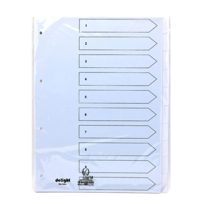 Delight Paper Divider, A4, 1-10 Plain White, Dpd110 ,10Sets