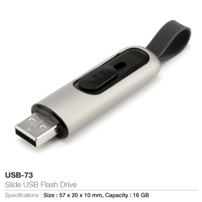 Slide Button USB 16GB with Strap