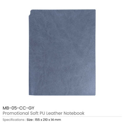 Grey Colour A5 Size PU Leather Notebooks