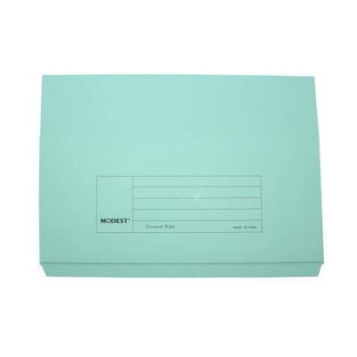Modest Document Wallet File Folder, F4, 300Gsm, Green,Ms330,10/Pack