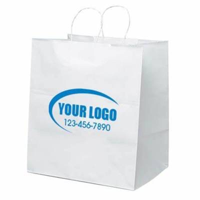 Vertical White Gift Bags  with  logo