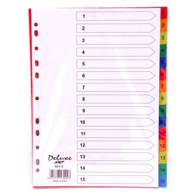Deluxe Plastic Divider, A4, 1-15 Color With Number 46415, 10Sets