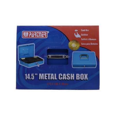 Partner Pt-Cb14.5 Cash Box Metal With Key, 14.5 Inch (360X250X110Mm)