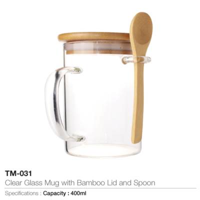 Mugs with Bamboo Lid and Spoon
