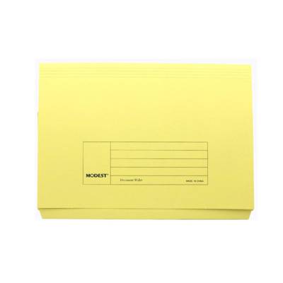 Modest Document Wallet File Folder, F4, 300Gsm, Yellow,Ms333,10/Pack