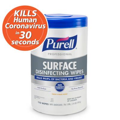 PURELL® Professional Surface Disinfecting Wipes 110ct Canister, 7″x8″ Wipes