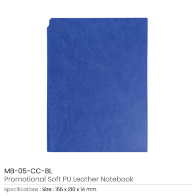 Blue Colour A5 Size PU Leather Notebooks