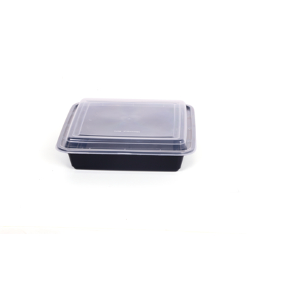 Black Base Rectangular Container 48 Oz With Lids 150 Pieces