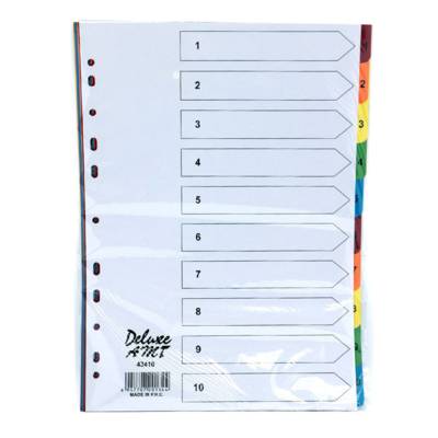 Deluxe Paper Divider, A4, 1-10 Color With Number 43410, 10Sets