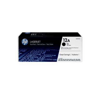HP 12A 2-pack Black Original LaserJet Toner Cartridges