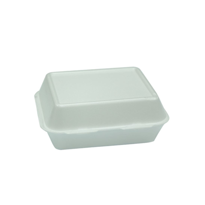 500- Piece (Hb1) Foam Burger Box With Hinged Lid White 127X127X68Millimeter