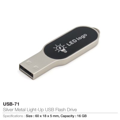 16GB Oval Shaped Light-Up Logo USB