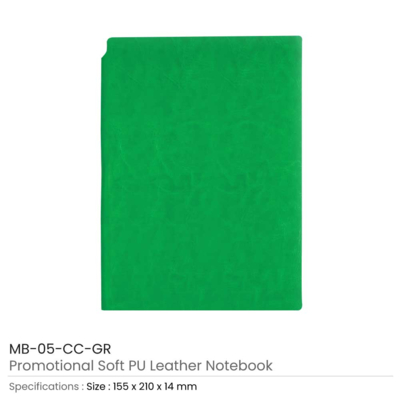 Green Colour A5 Size PU Leather Notebooks