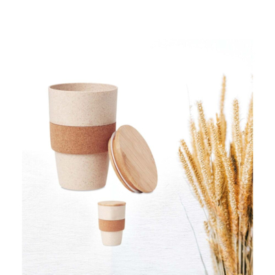 eco  Mug  wheat with corck ring & bamboo