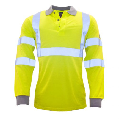 FR77 - Flame Resistant Anti-Static Hi-Vis Long Sleeve Polo Shirt