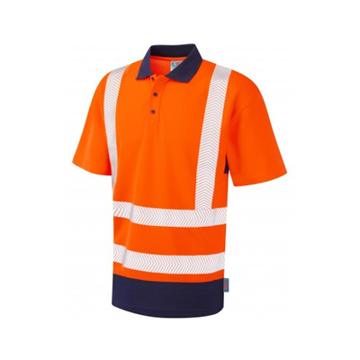 Leo Workwear MORTEHOE – ISO 20471 Class 2 Dual Colour Coolviz Plus Polo Shirt P11-O/NV