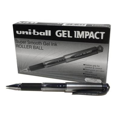 Uni Ball Gel Impact Um-153S, Roller Ball Pen,Black,12/Pack