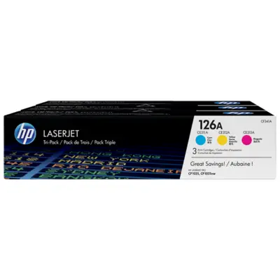 HP 126A 3-pack Cyan/Magenta/Yellow Original LaserJet Toner Cartridges