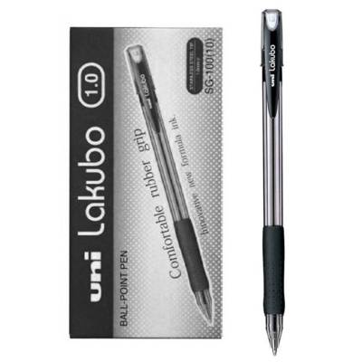 Uni-Ball, Lakubo Sg-100(10), Ballpoint Pen ,1.0Mm, Black,12/Pack