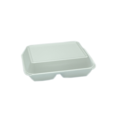 100-Piece (Lb23C) 3 Compartment Foam Lunch Box White 240X200X90Millimeter