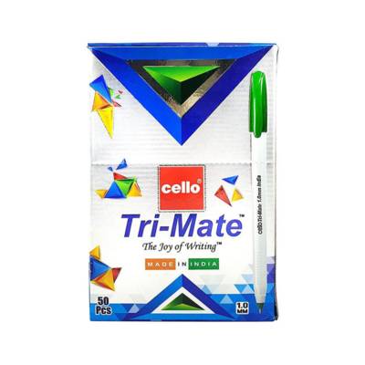 Cello Tri-Mate, Ballpoint Pen,1.0Mm,Green,12/Pack