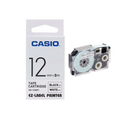 Casio Xr-12We1 Label Tape Cassette, 12Mm , Black On White