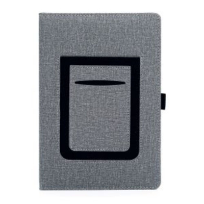 Fabric Notebook with mobile & card pocket -Grey