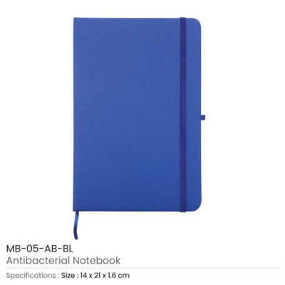 Blue Colour A5 Size Anti-Bacterial PU Notebook