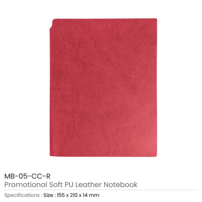 Red Colour A5 Size PU Leather Notebooks