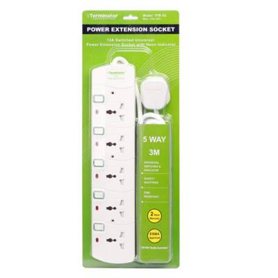 Terminator 5 Way Power Extension Socket 3 Meter