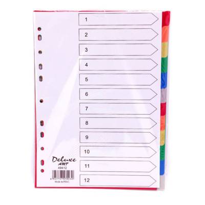 Deluxe Plastic Divider, A4, 1-12 Color, 49412, 10Sets