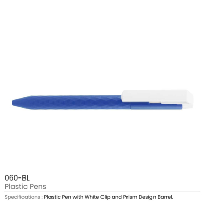 Prism Design Plastic Pens - Blue
