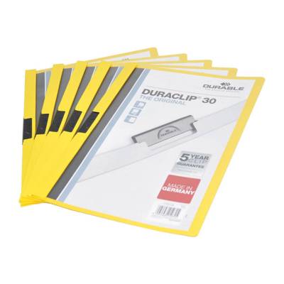 Durable Duraclip Plastic File, A4 Size, Dupg2200-04,Yellow, 25/Pack