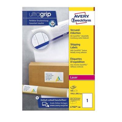 Avery Self Adhesive Address Mailing Labels, Laser Printers,A4 Size, 1 Labels/Sheet, 100 Sheets/Pack