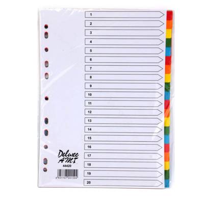 Deluxe Paper Divider, A4, 1-20 Color, 44420, 10Sets