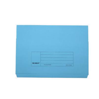 Modest Document Wallet File Folder, F4, 300Gsm, Blue,Ms329,10/Pack