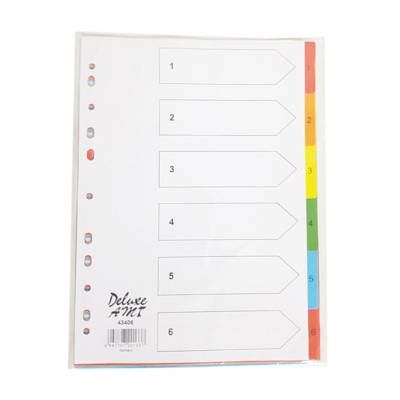 Deluxe Paper Divider A4, 1-6 Color With Number, 43406, 10Sets