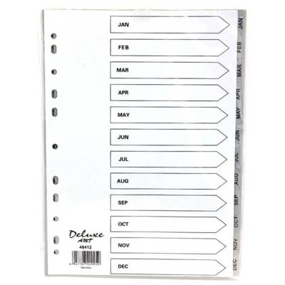 Deluxe Plastic Divider, A4, Jan-Dec Grey With Letter, 48412, 10Sets