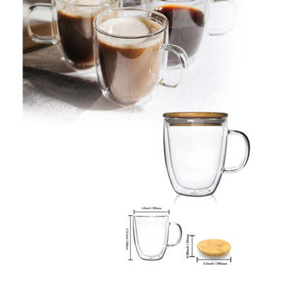 Ceramic Mugs  glass with bamboo