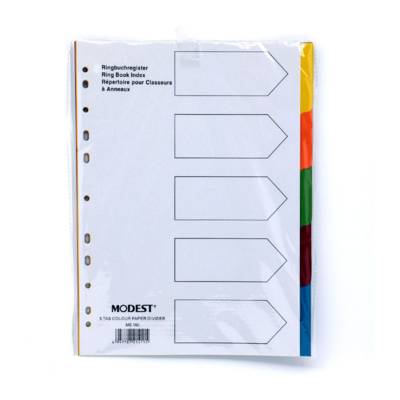 Modest Paper Divider, A4, 1-5 Color ,Ms150, 10Sets