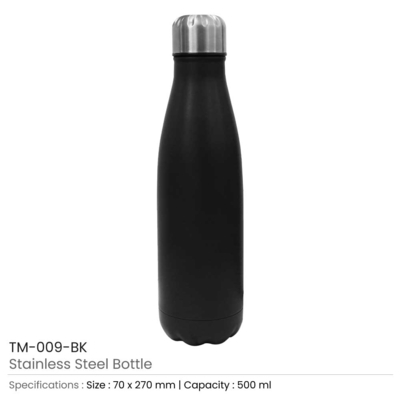 Black Colour Stainless Steel Travel Bottle