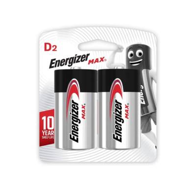 Energizer D Alkaline Battery, 2/Pack